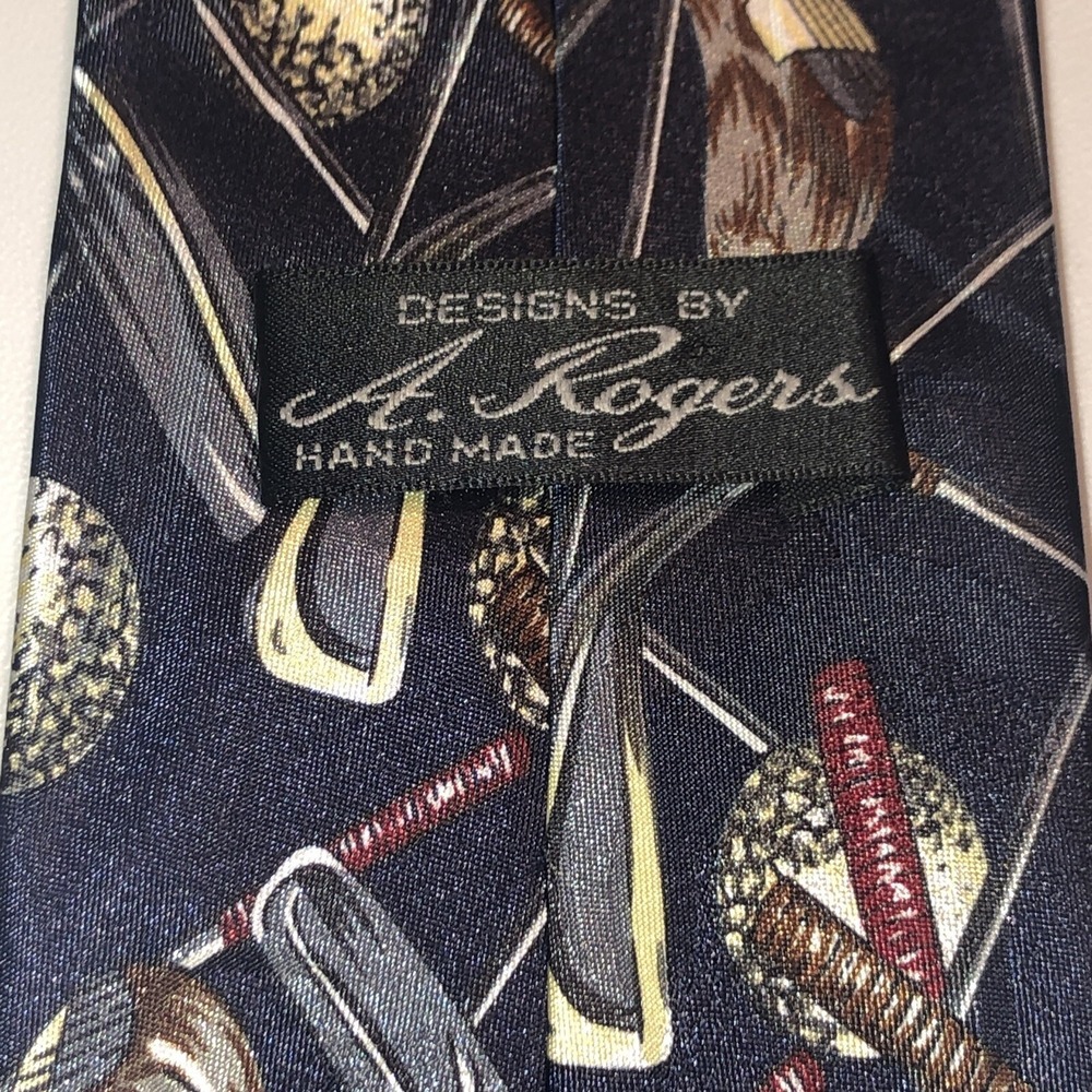 2X A ROGERS Mens The 4th Hole Golf Clubs Balls Polyester Sports Necktie Novelty - Picture 7 of 16